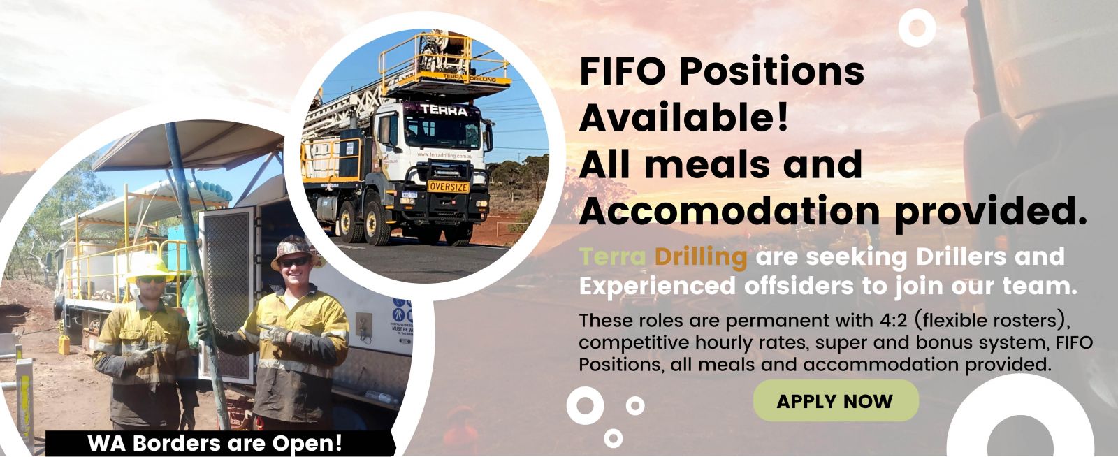 FIFO Positions Available at Terra Drilling - Drillers Offsiders